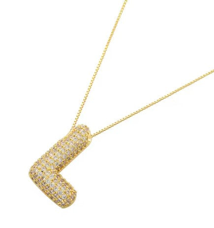 Bubble letter crystal necklace
