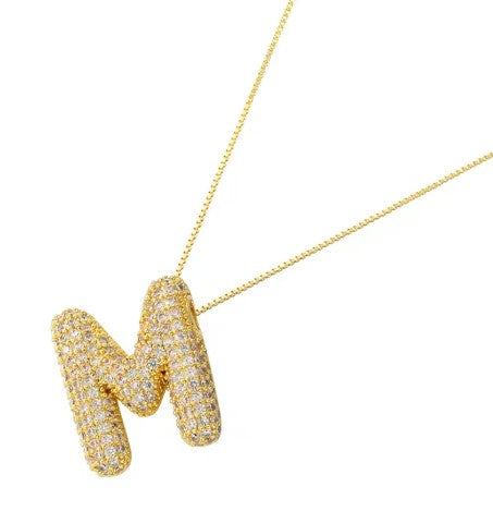 Bubble letter crystal necklace
