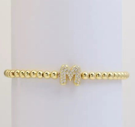 Bubble letter beaded bracelet