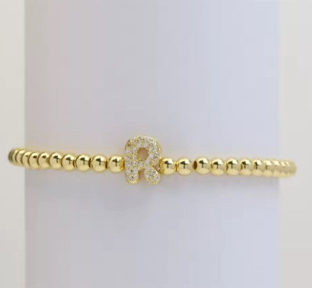 Bubble letter beaded bracelet