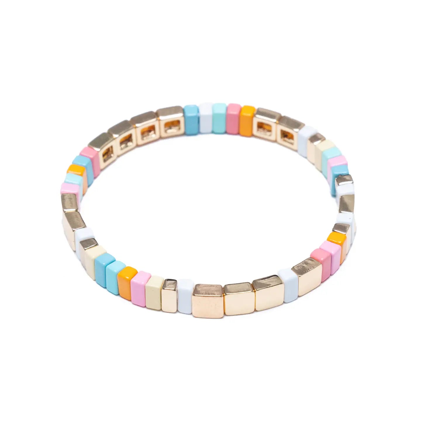 Bracelet à carreaux pastel dorés