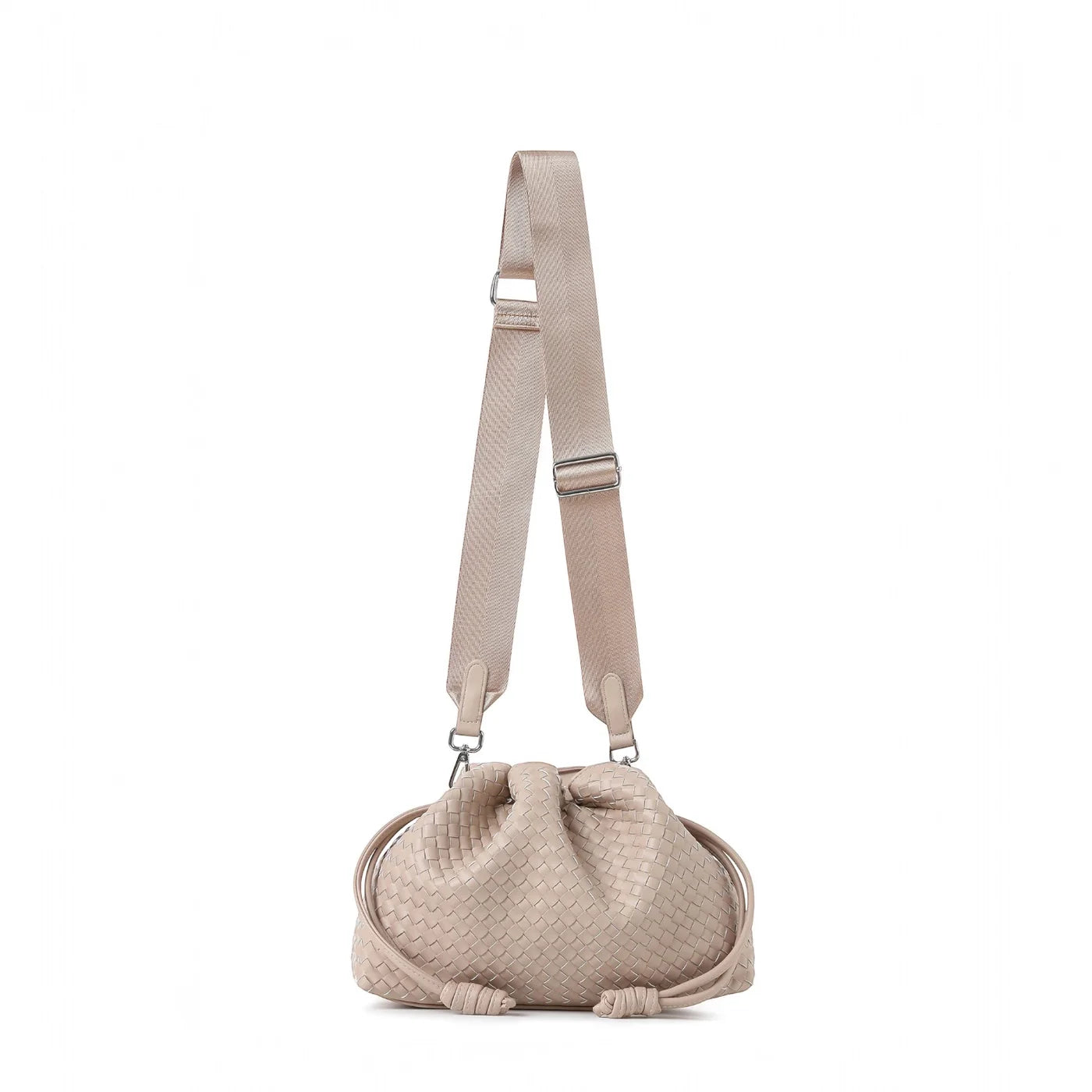 Woven vegan leather convertible crossbody - sand