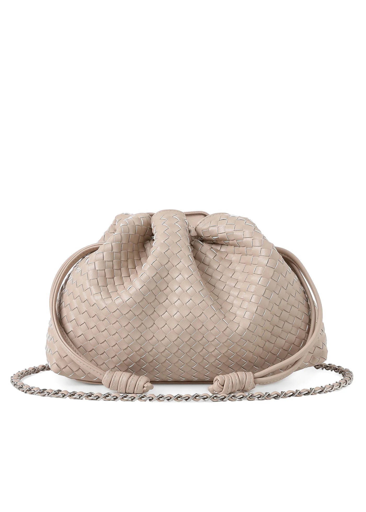 Woven vegan leather convertible crossbody - sand