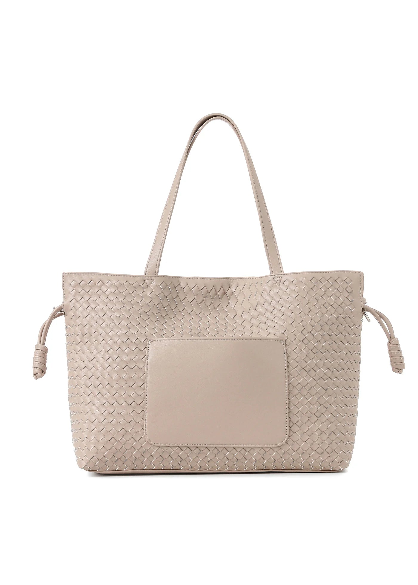 Woven vegan leather tote - sand
