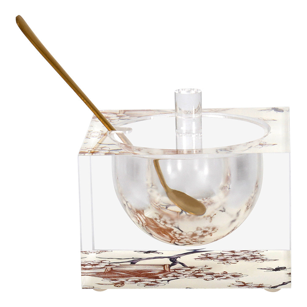 Honey Dish with printed tree design