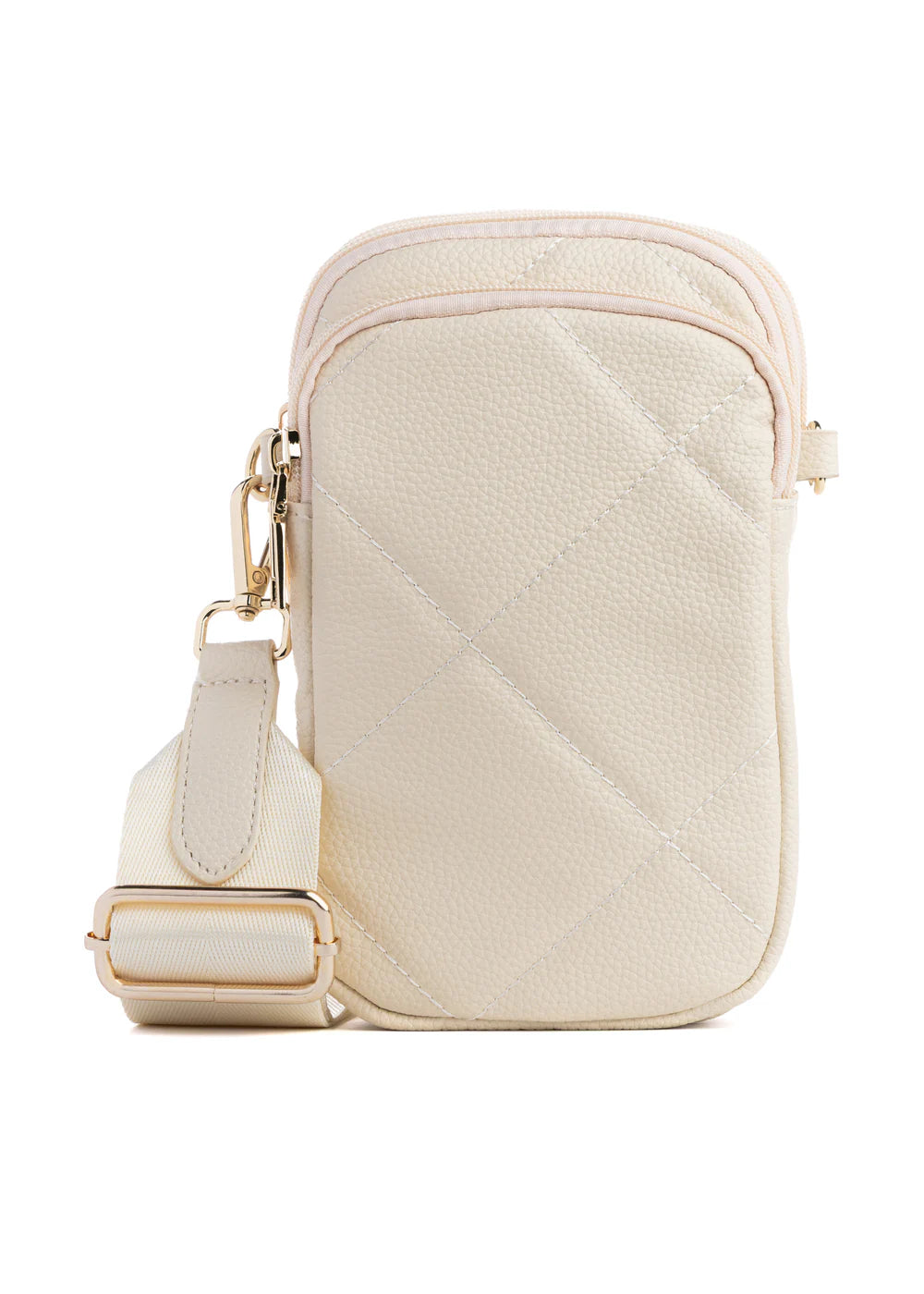 Sac bandoulière pour téléphone en cuir végan - crème