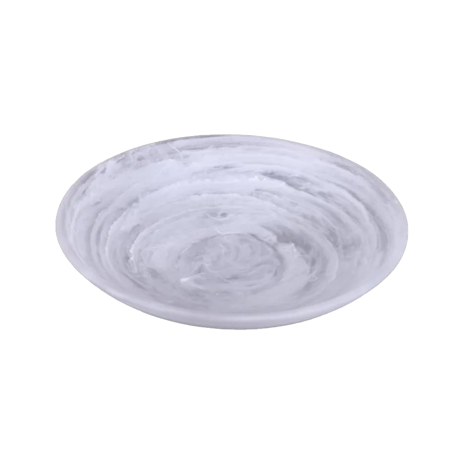 Resin white swirl serving bowl - large