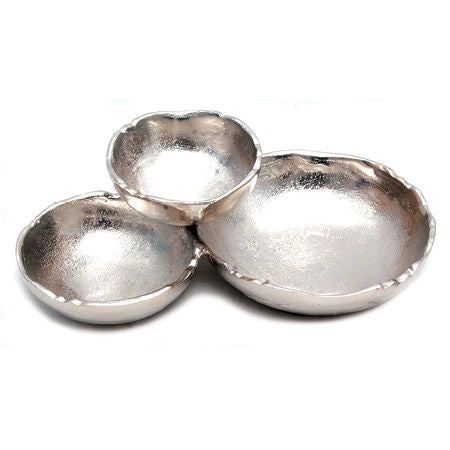 Plat à 3 bols en aluminium texturé argenté