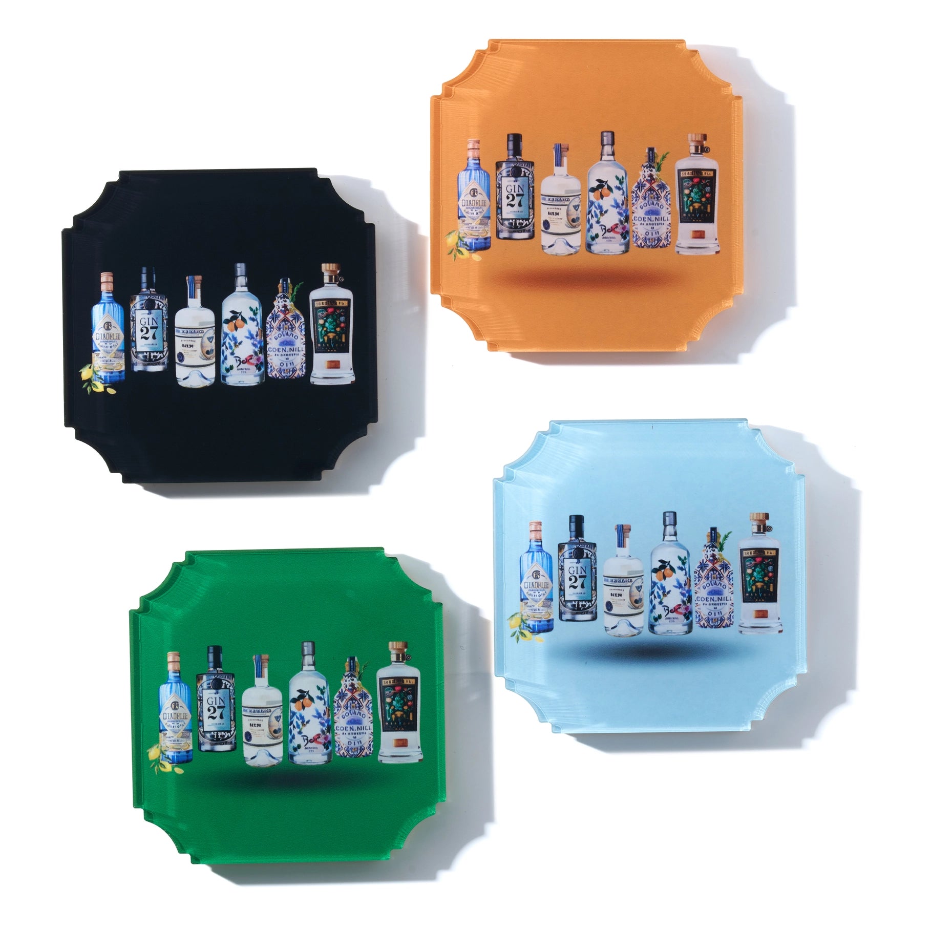 Set of 4 Acrylic Coasters in holder, drinks