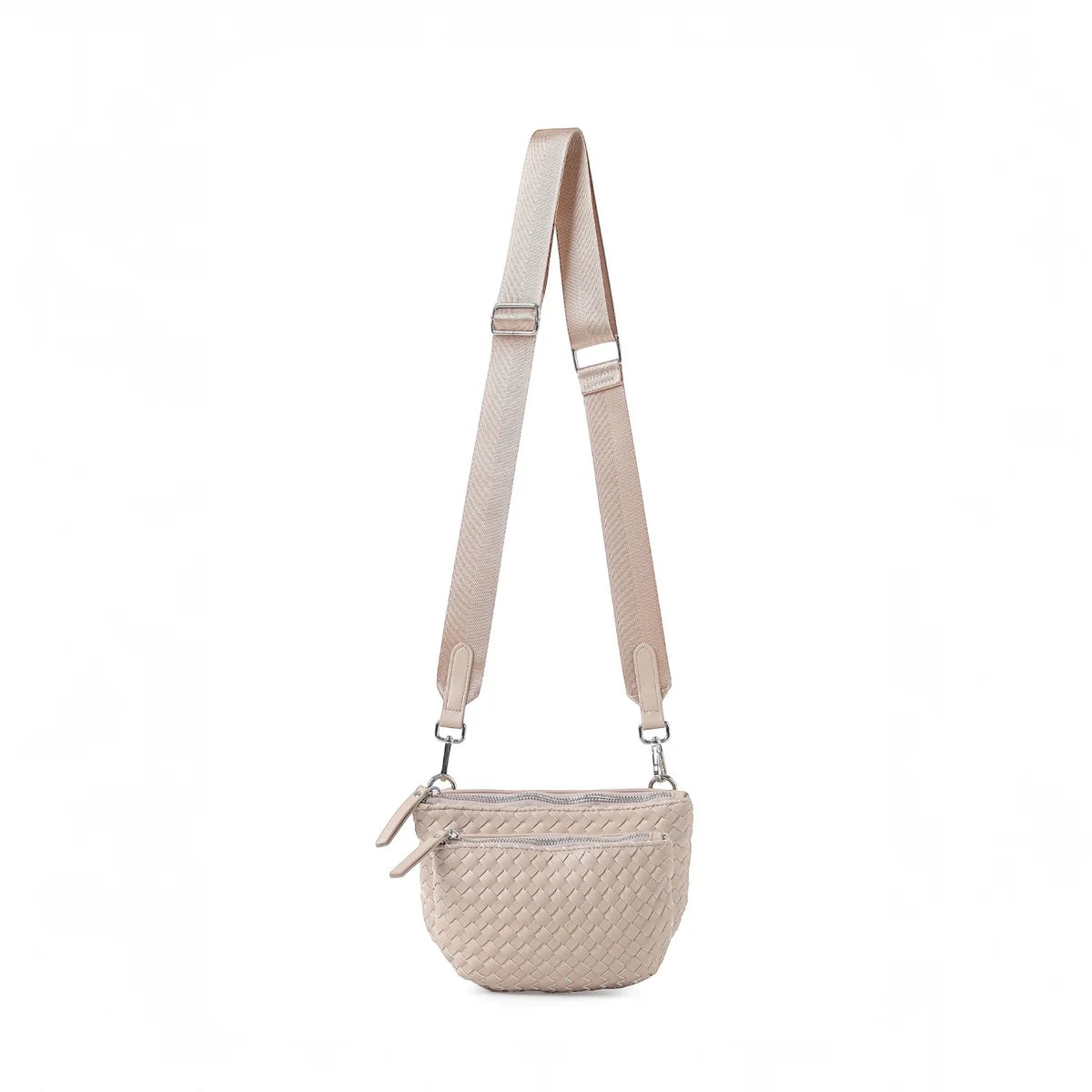 Woven vegan leather convertible crossbody - sand