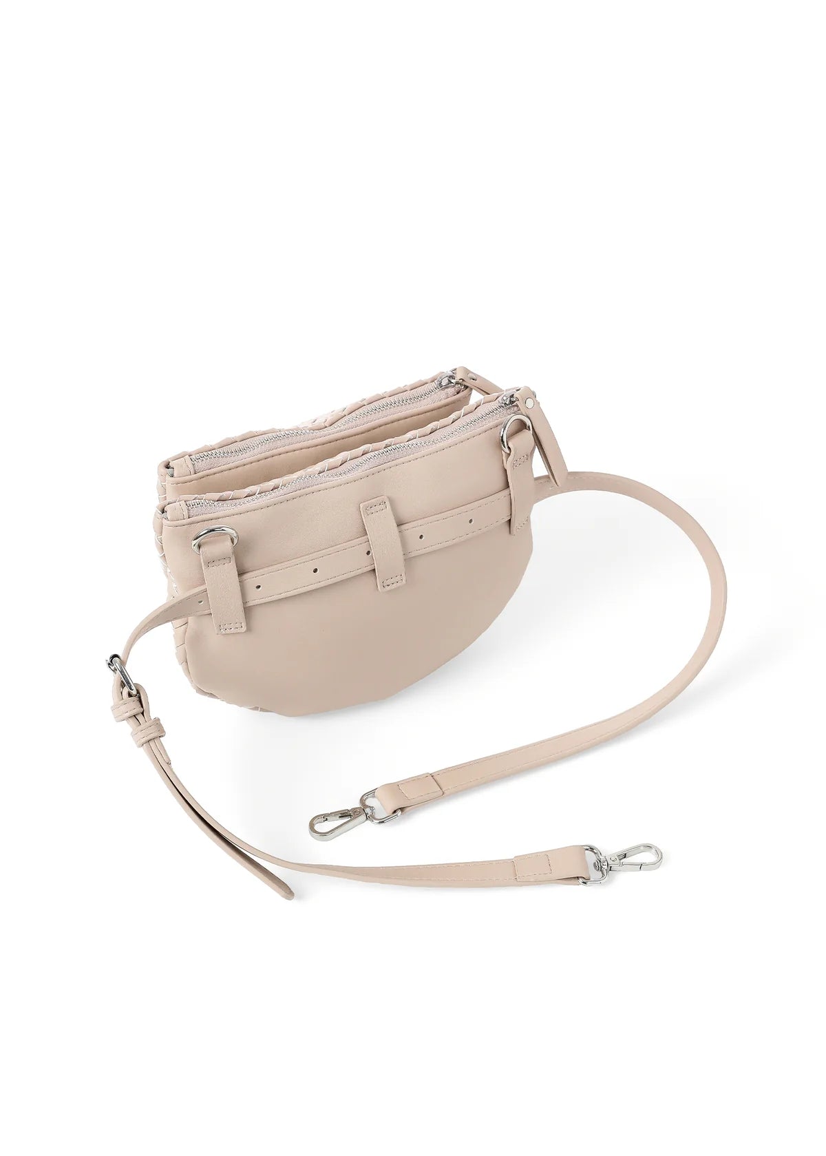 Woven vegan leather convertible crossbody - sand
