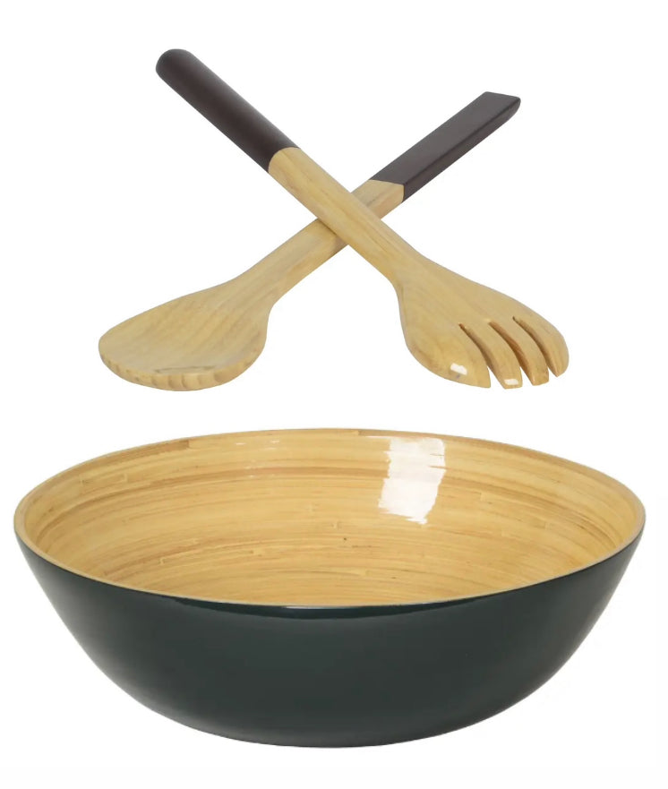 Bamboo Classic Bowl and Serving Set - dark grey