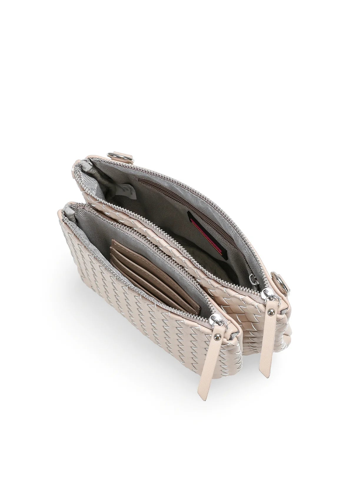 Woven vegan leather convertible crossbody - sand