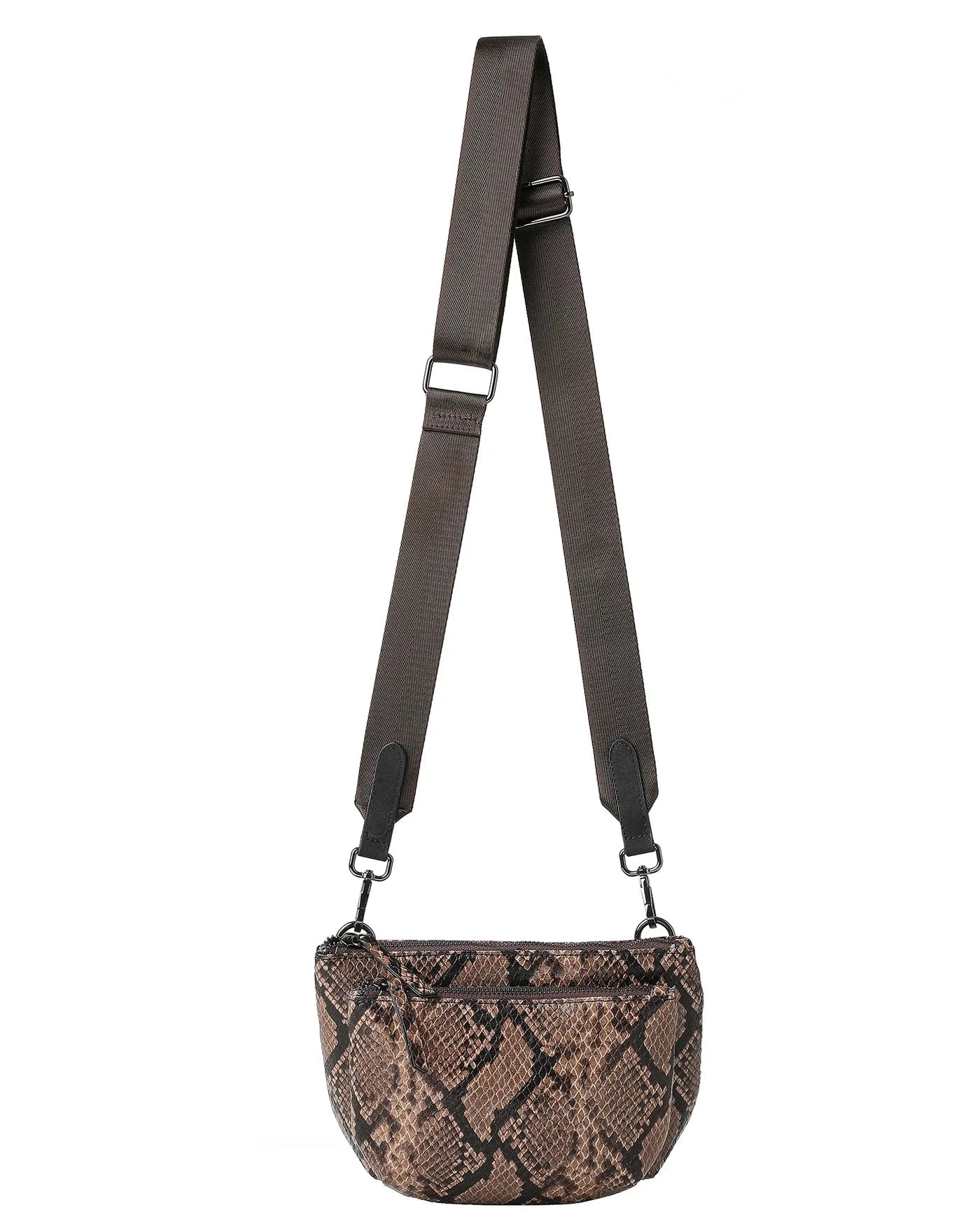 Embossed python vegan leather convertible crossbody