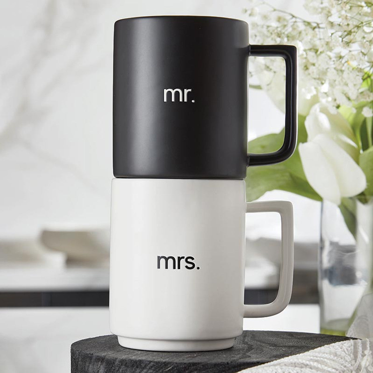 Ensemble de tasses empilables mat - Mr. & Mrs
