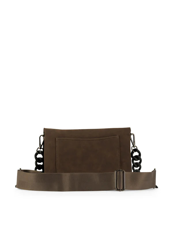 Vegan suede crossbody - espresso