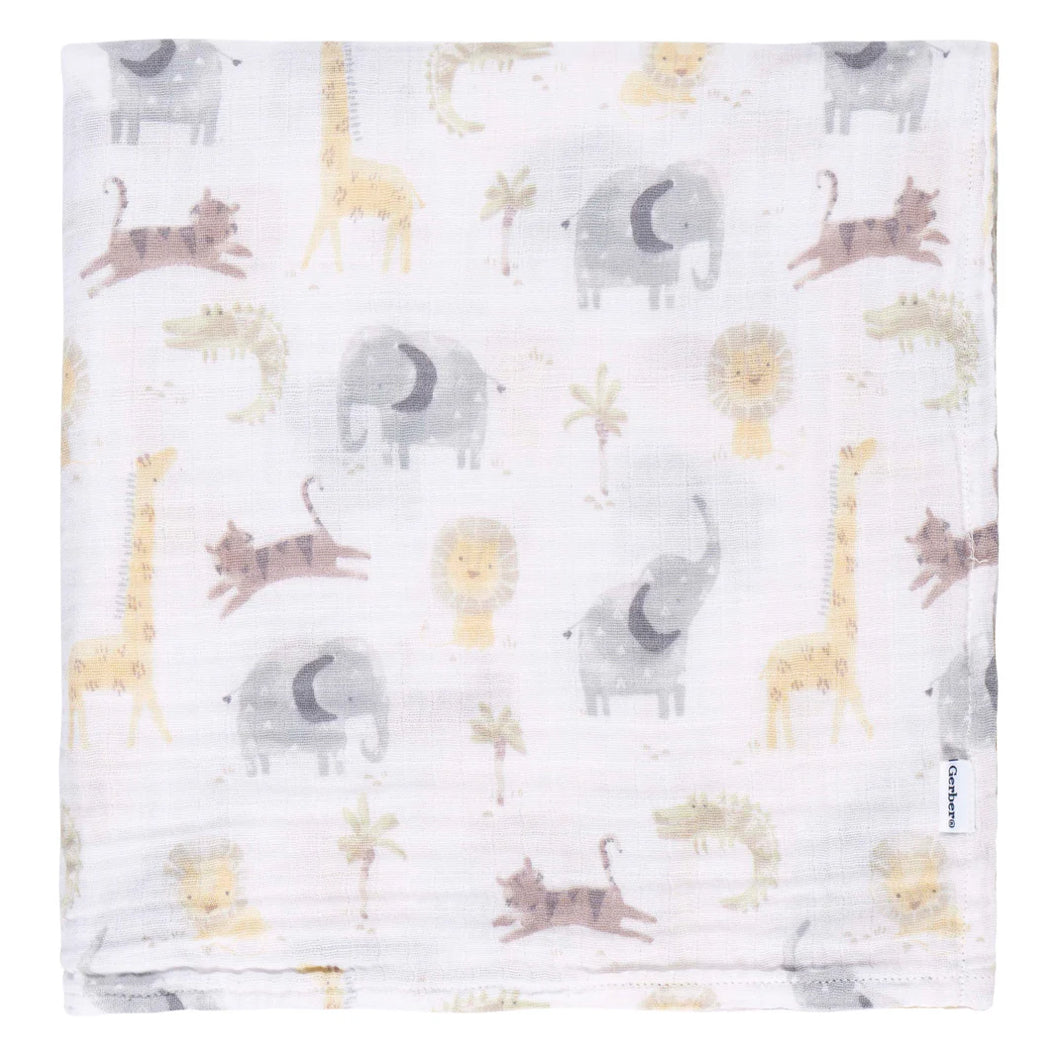 2 pack Muslin Blanket - Animal + Geo Neutral