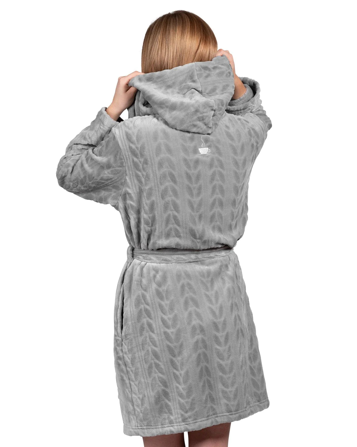 Personalized Hooded Plush Robe - Grey