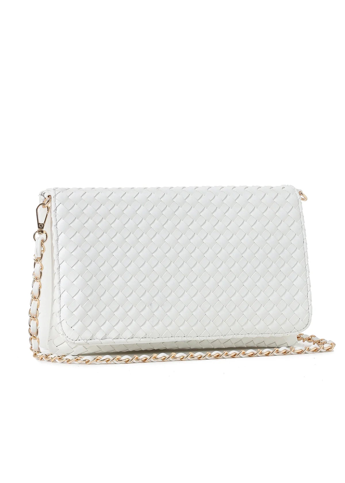 Woven Vegan Leather crossbody- Cloud