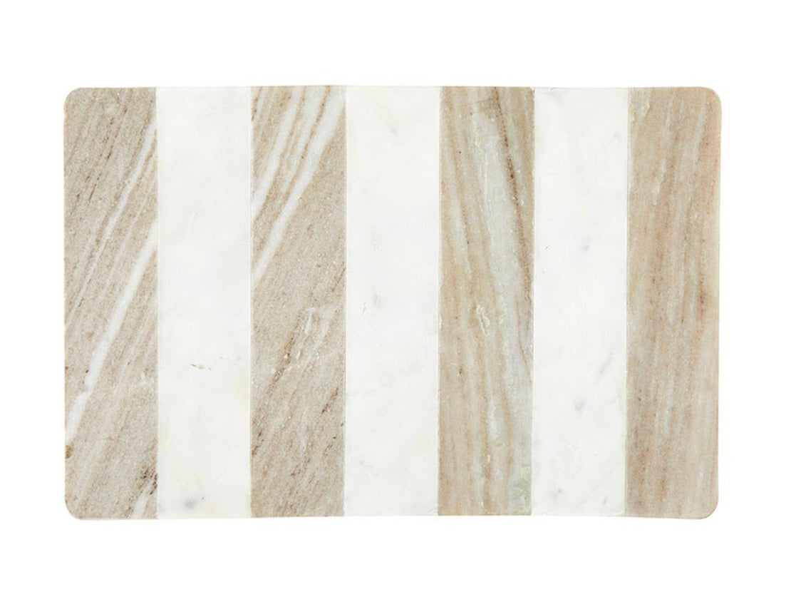 Planche à rayures blanches et beiges en marbre