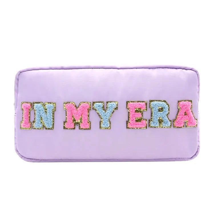 Trousse de maquillage en nylon In my Era, chenille violette