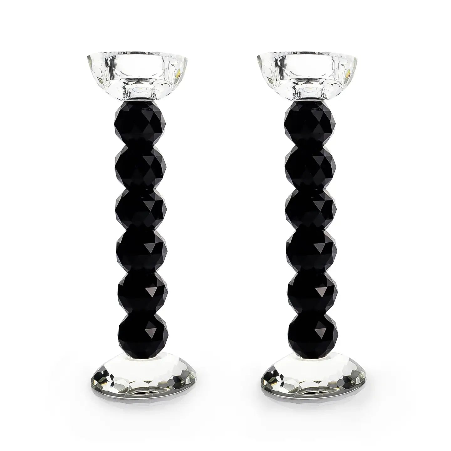 10” Two-Tone Crystal Ball Candlesticks - Set of 2