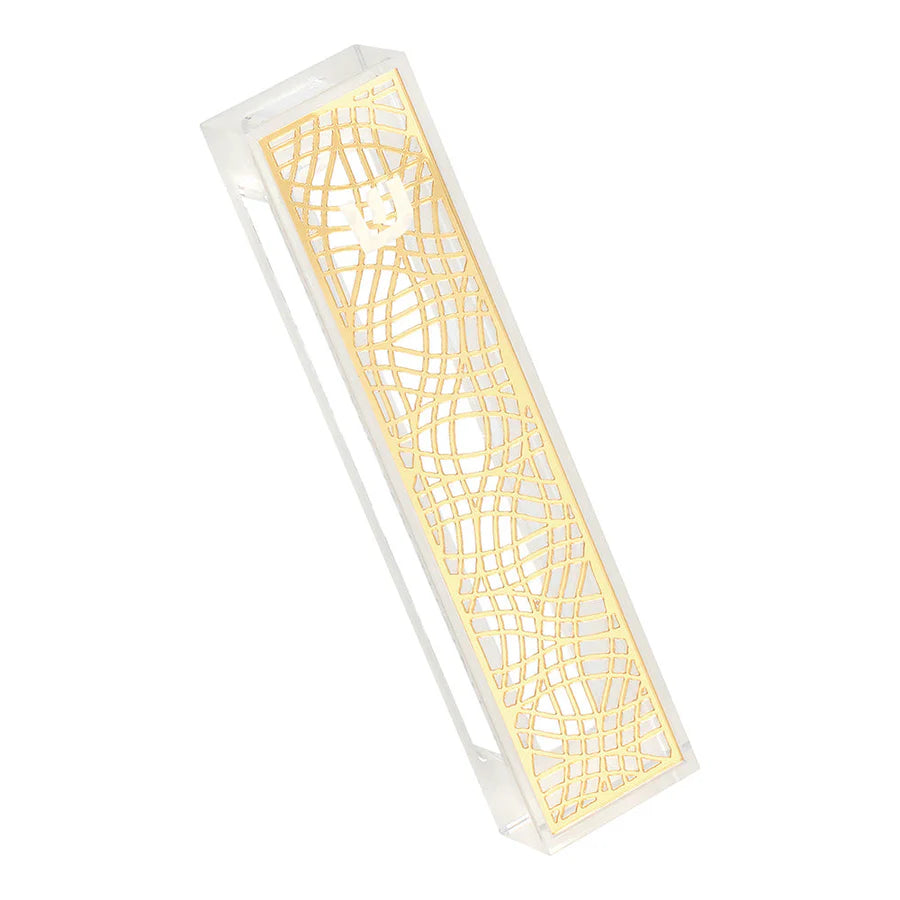 Lucite & Small Laser Cut Mezuzah - gold
