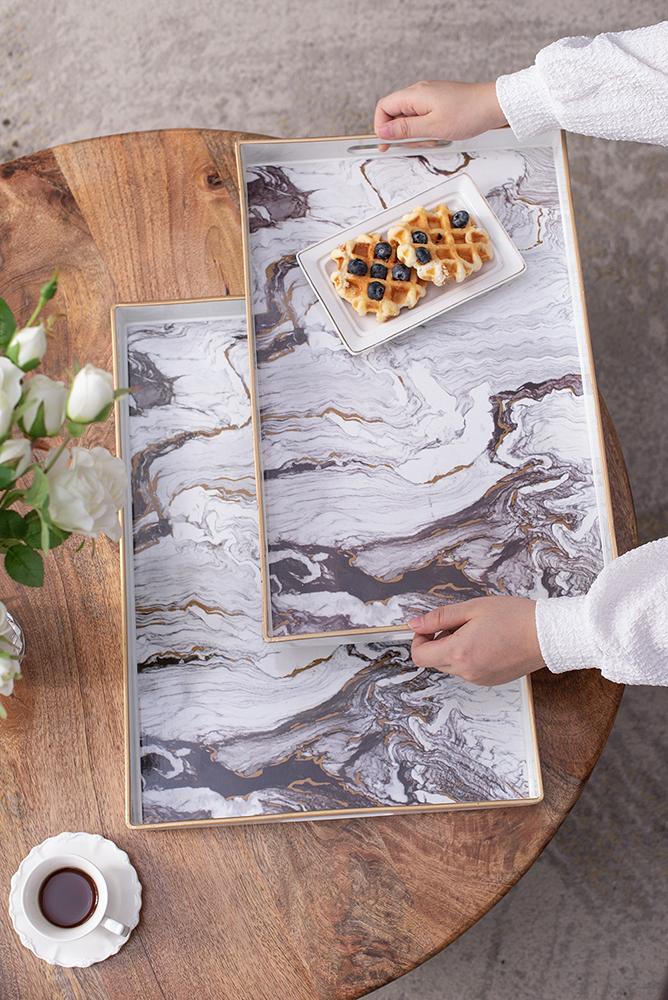 White Marble design decorative tray - Large