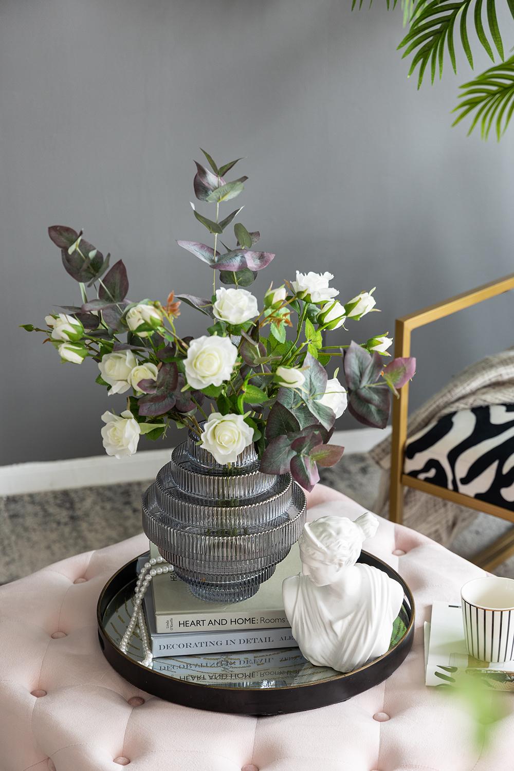 Ribbed tiered geometric Vase - grey