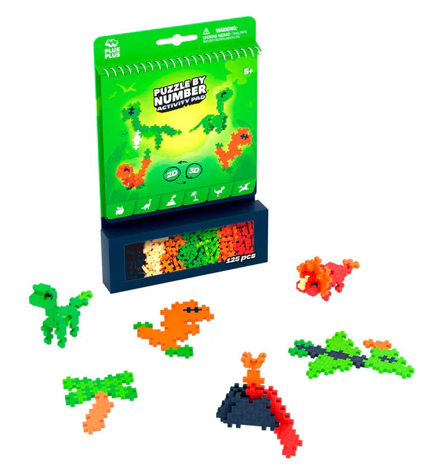 Puzzle by number activity pad - dinosaurs