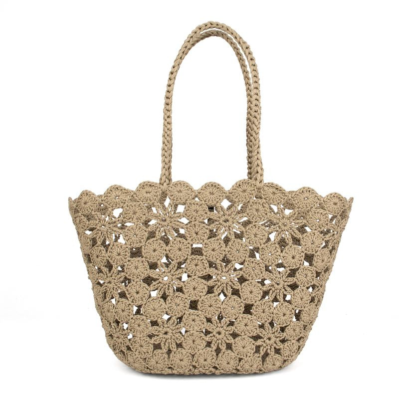 Crochet Flower tote - sand