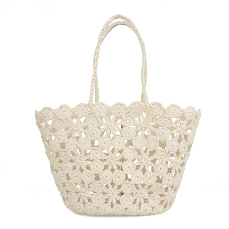 Crochet Flower tote - cream