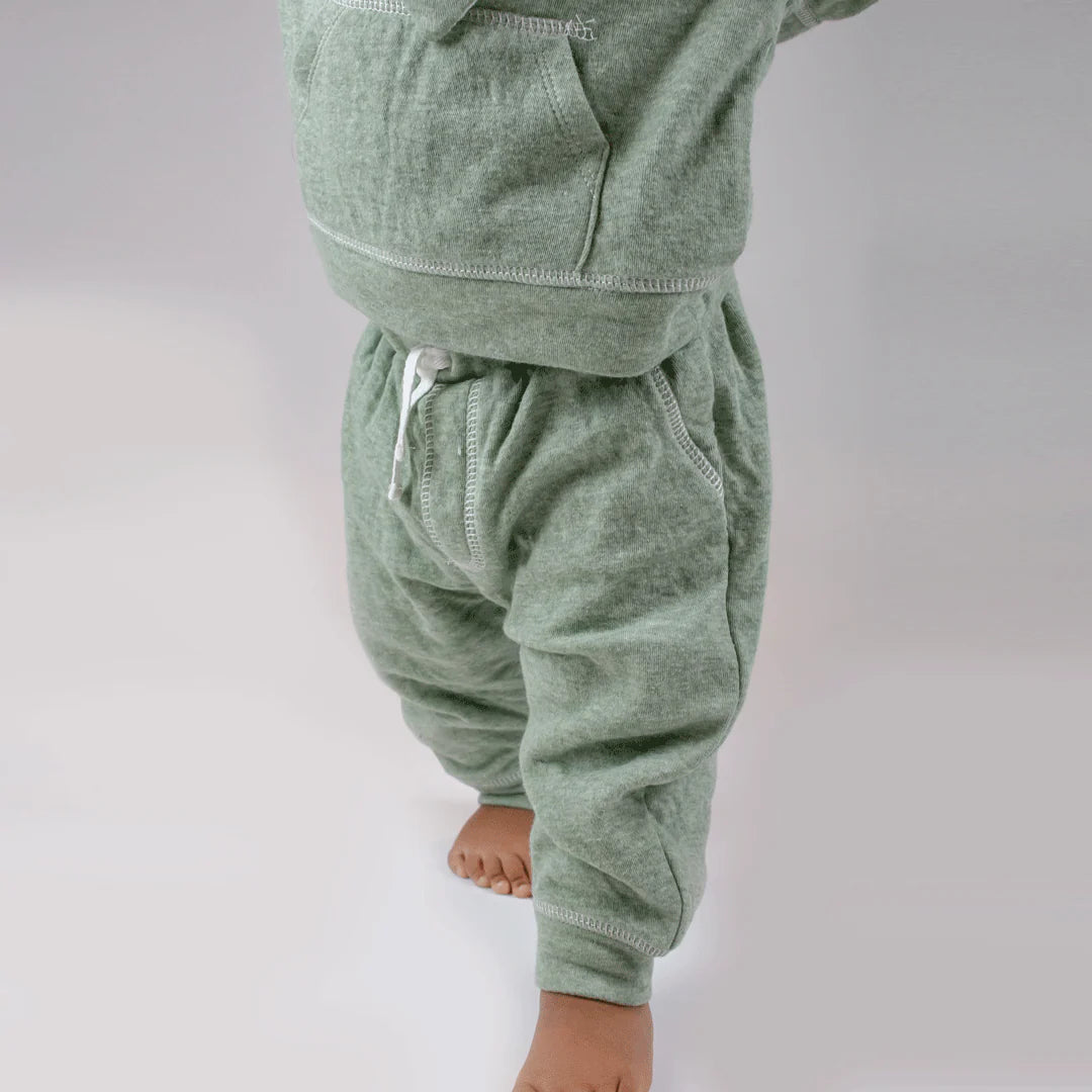 Baby two piece Jogger Set - Olive Fleck