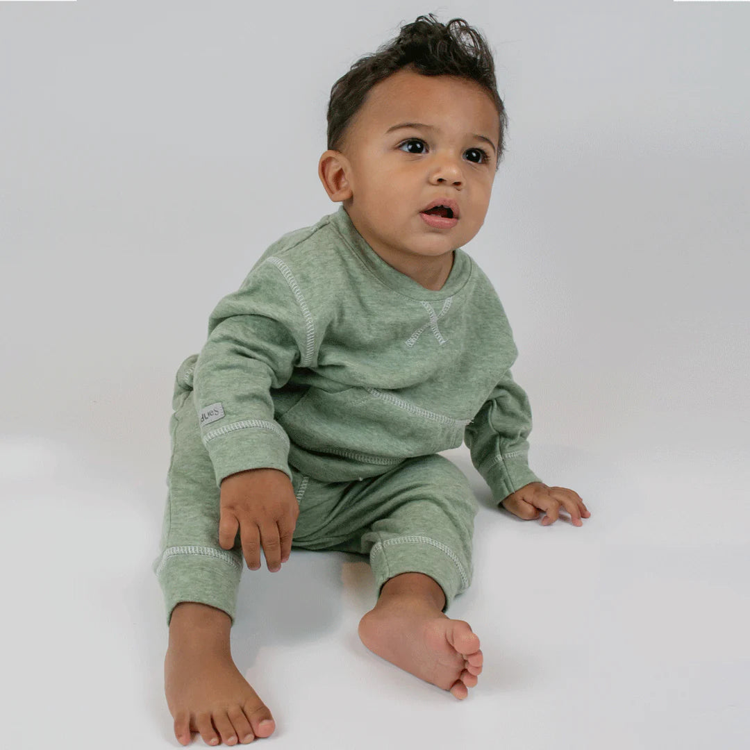 Baby two piece Jogger Set - Olive Fleck