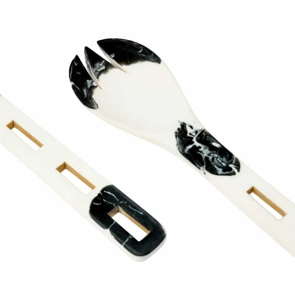 Lucente Black & White Matte Organic Bowl and servers set