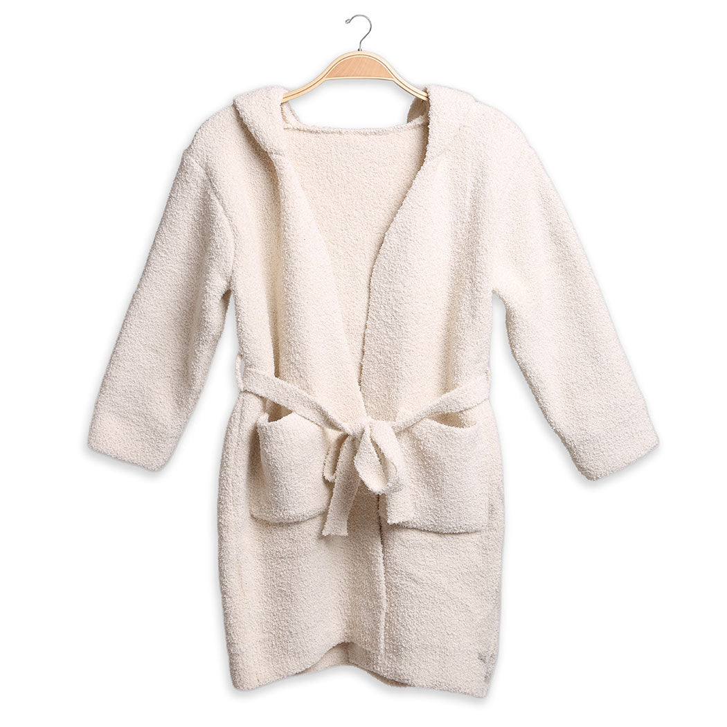 Peignoir à capuche doux de luxe pour enfants beige