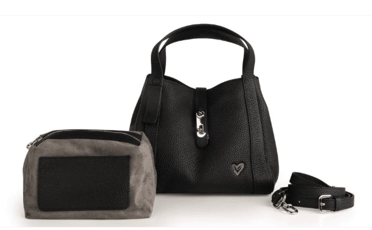 Genuine leather handbag - black