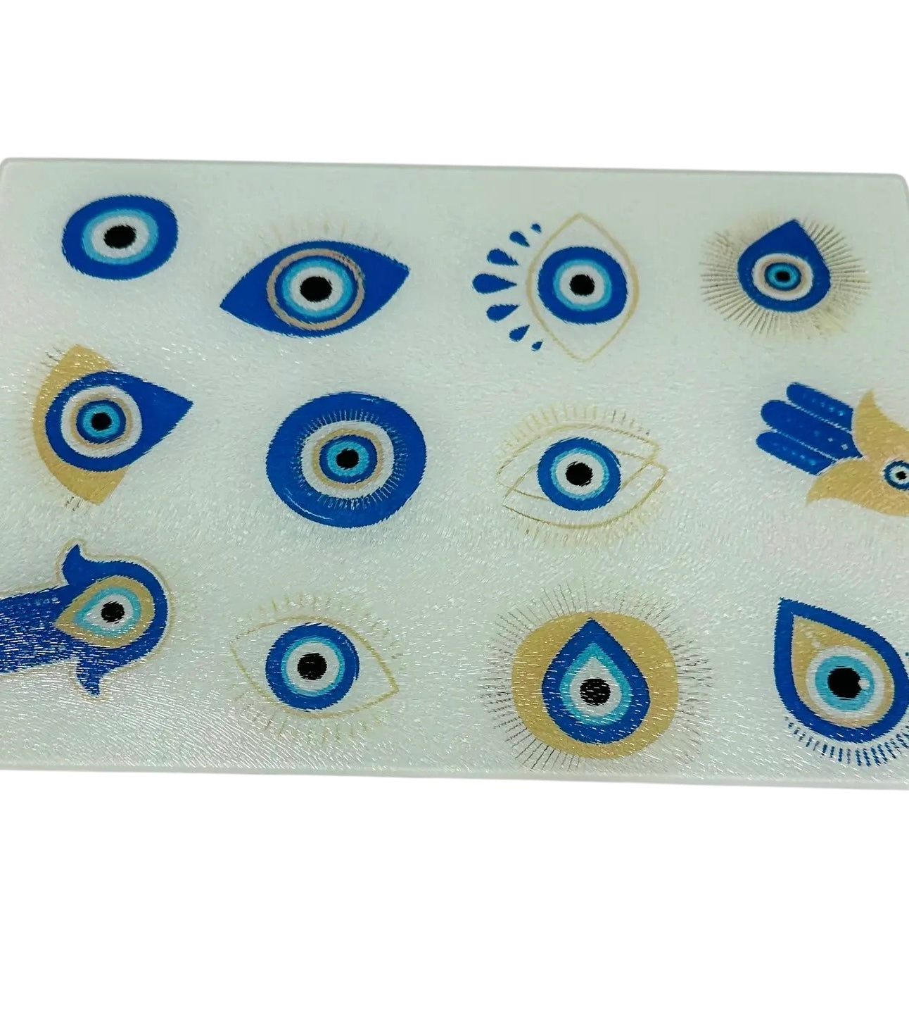 Evil Eye/ hamsa ‘Good Luck’ glass tray