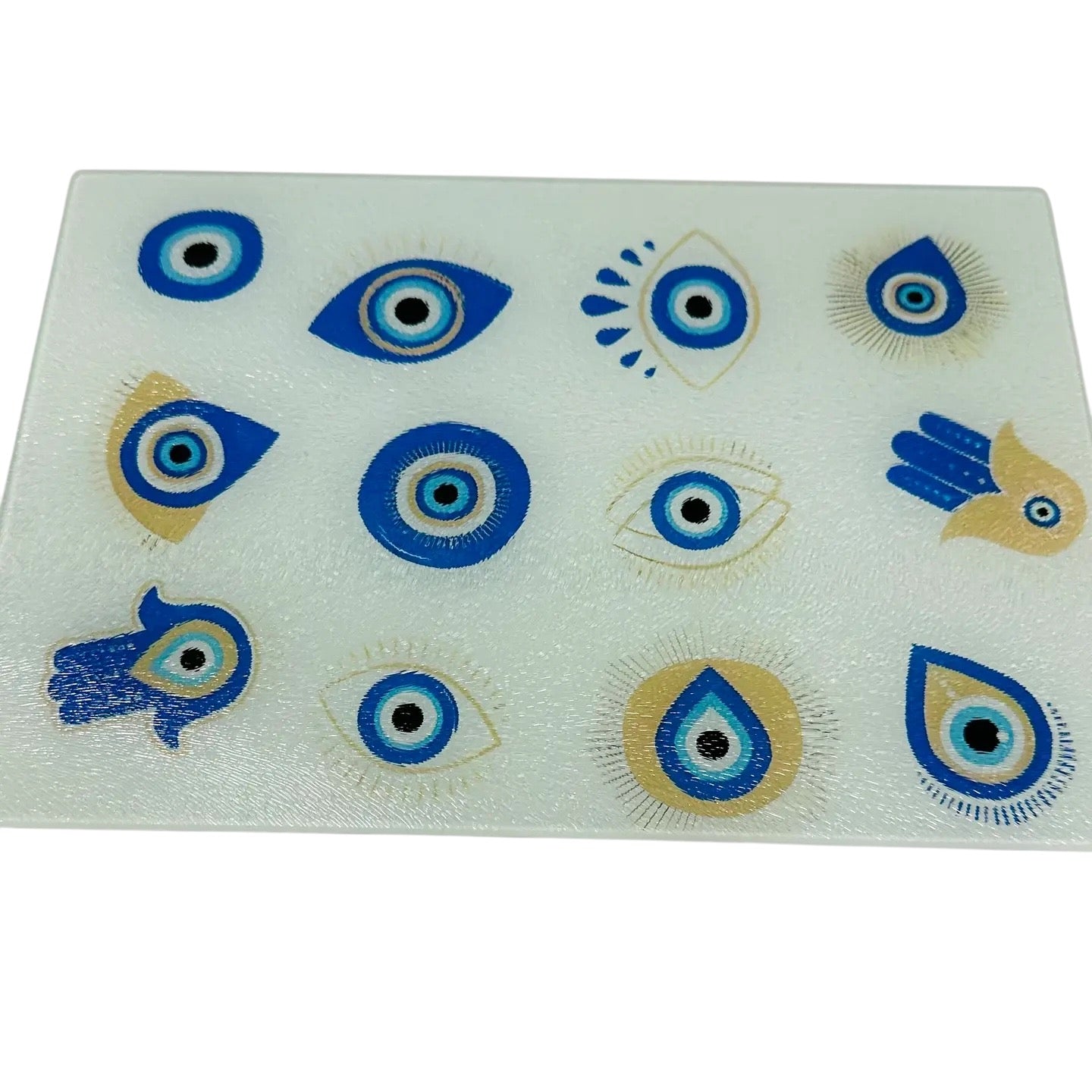 Evil Eye/ hamsa ‘Good Luck’ glass tray