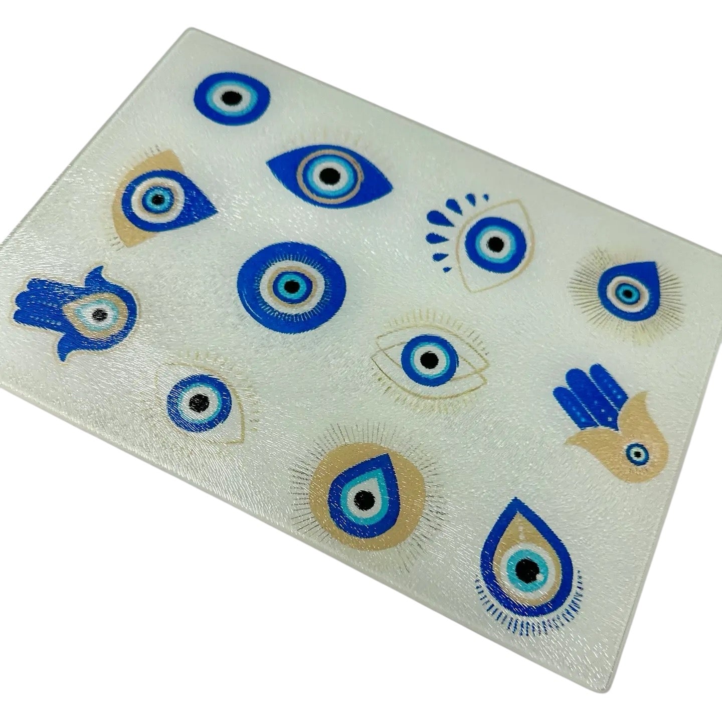 Evil Eye/ hamsa ‘Good Luck’ glass tray