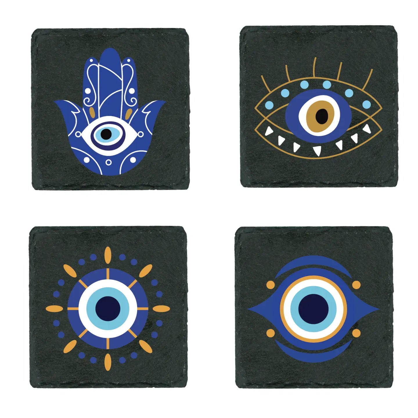 Sous-verres en ardoise Evil Eye, lot de 4