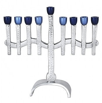 Navy and Light Blue candle Menorah