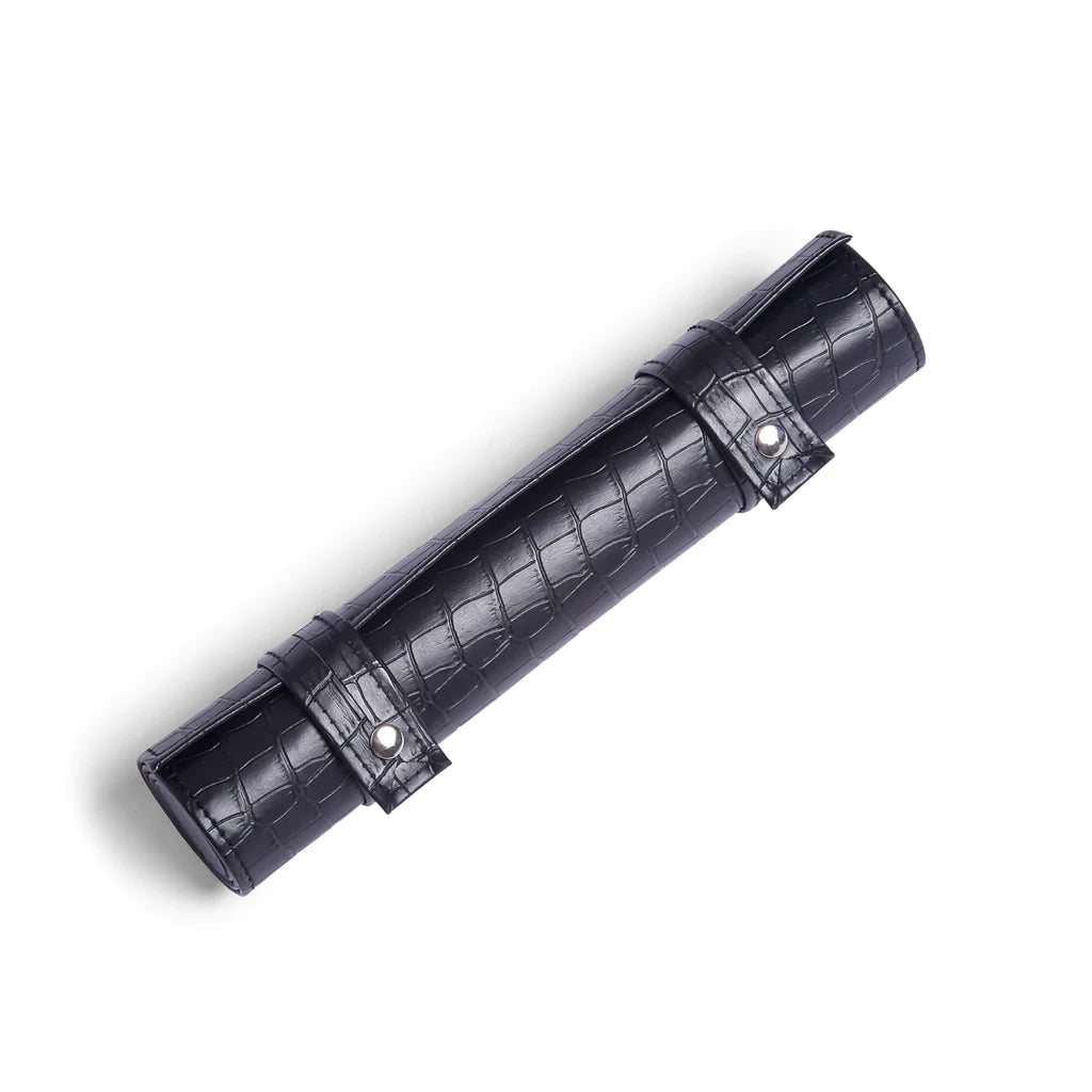 Roll-Up Backgammon Set - Black Croc