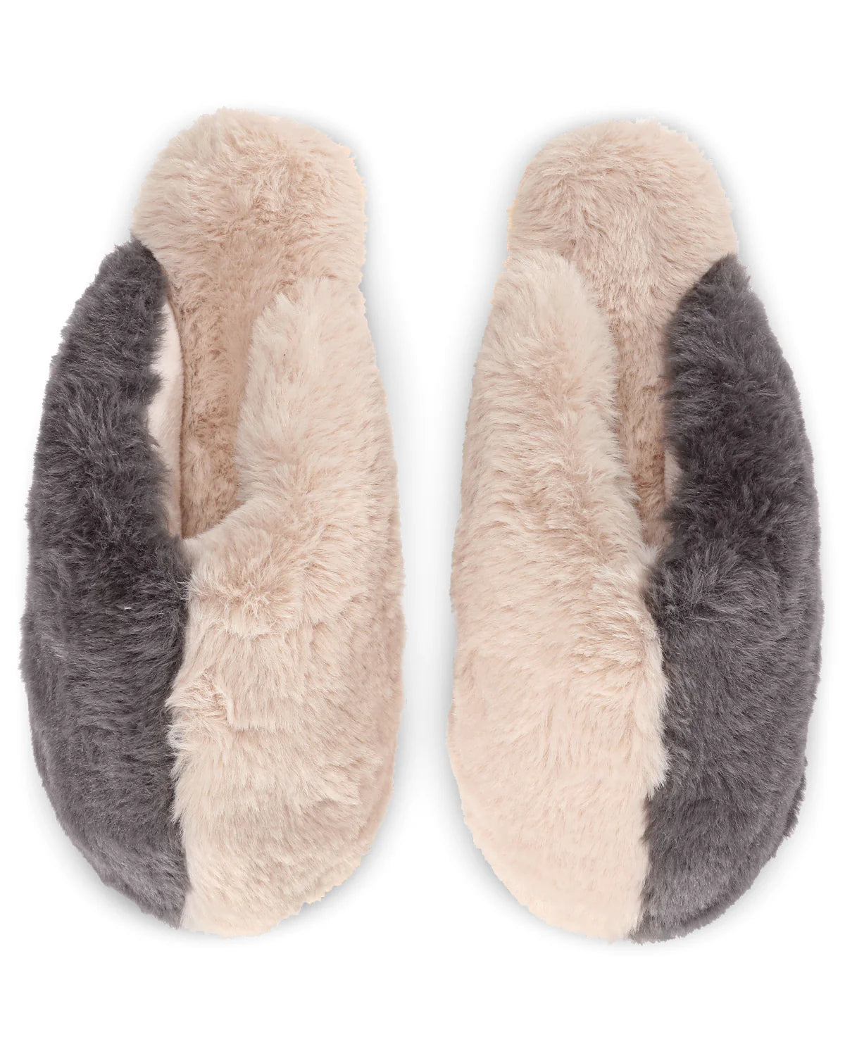 Chaussons en peluche colorblock blush et gris