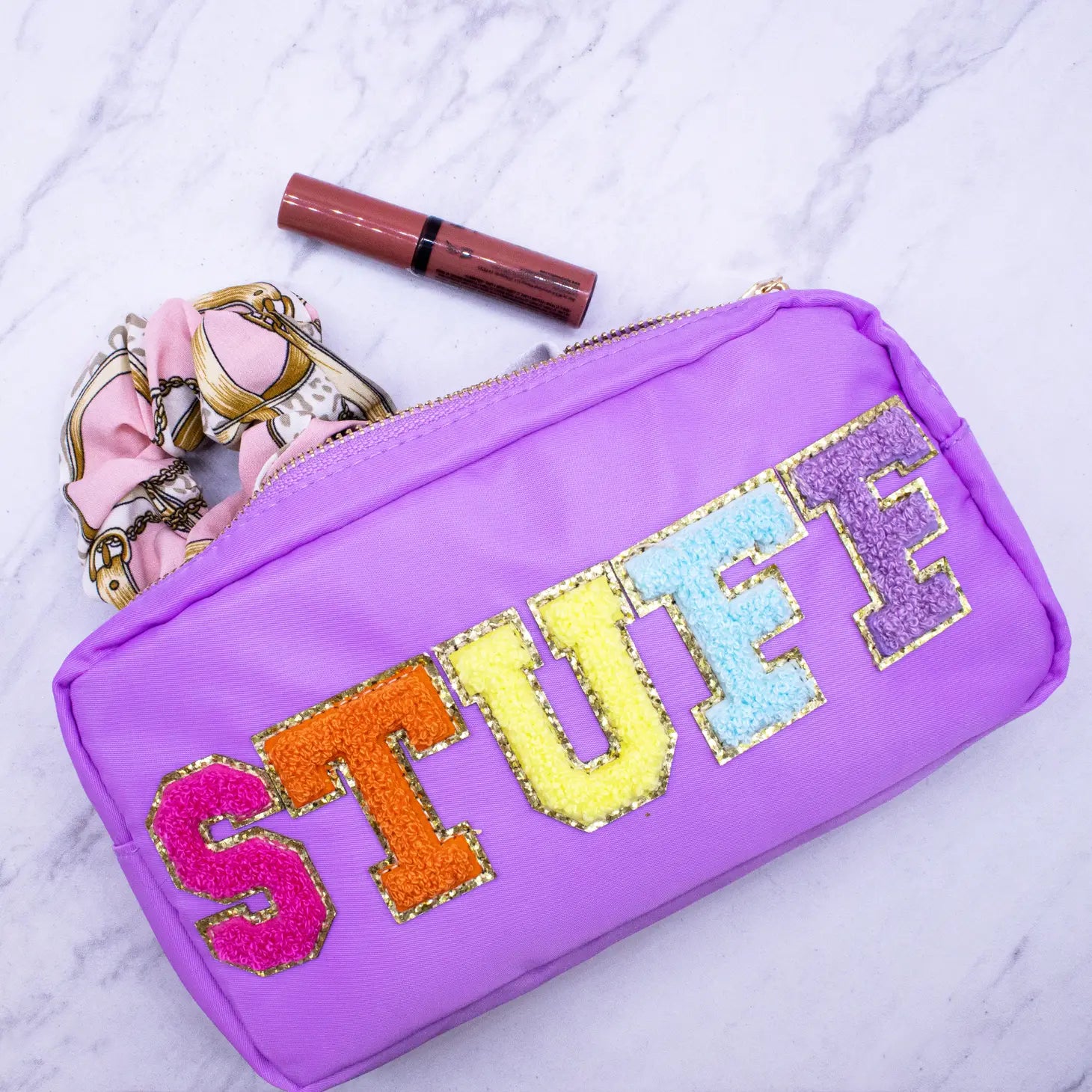 Trousse de maquillage de voyage Preppy en nylon chenille « Stuff »