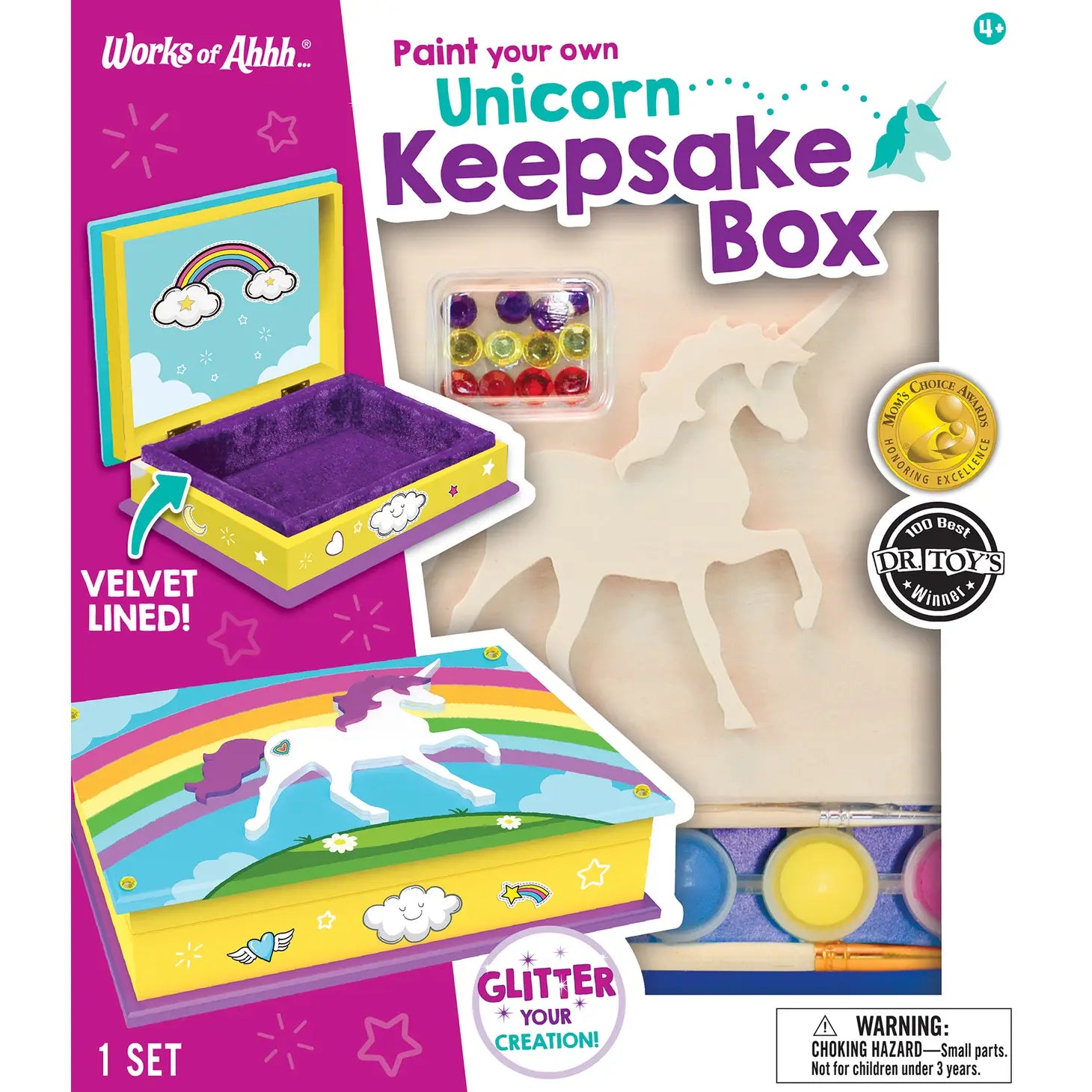 Coffret souvenir licorne avec peinture sur bois