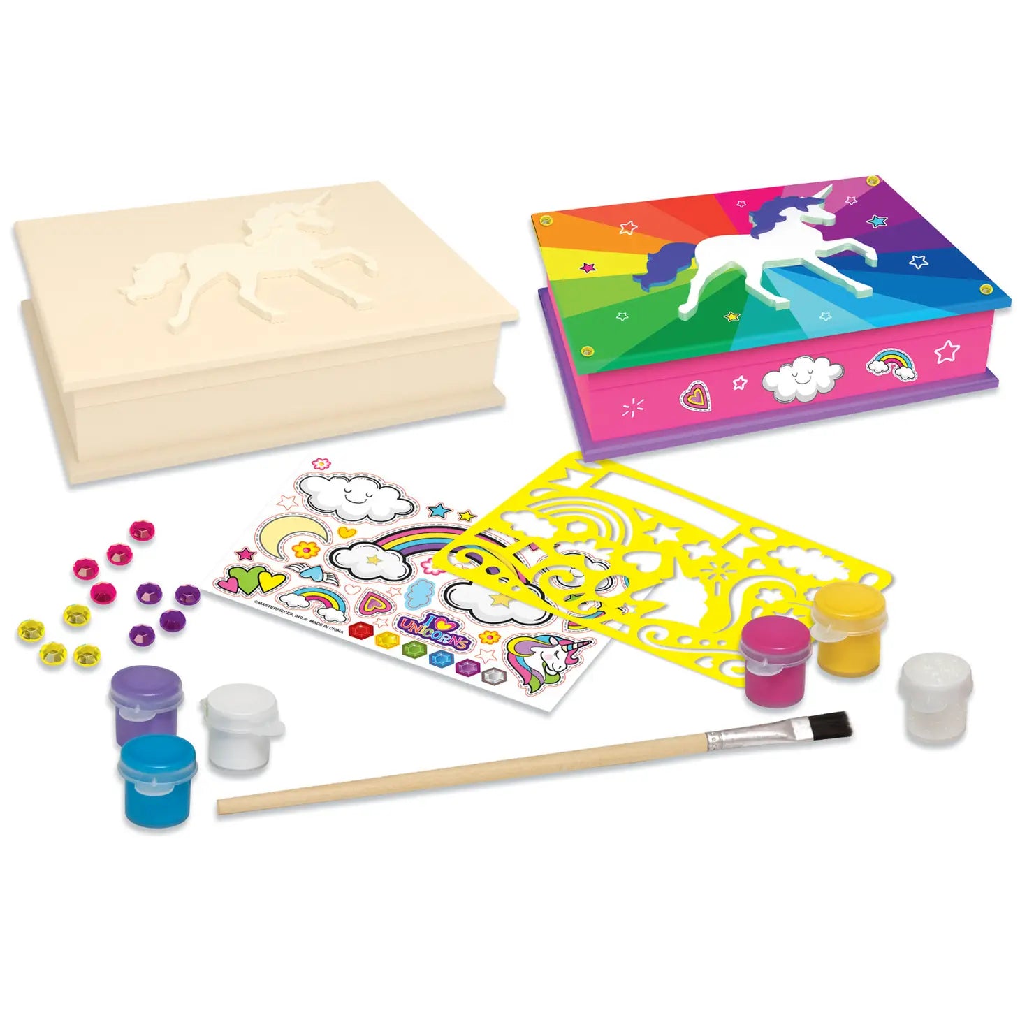 Coffret souvenir licorne avec peinture sur bois