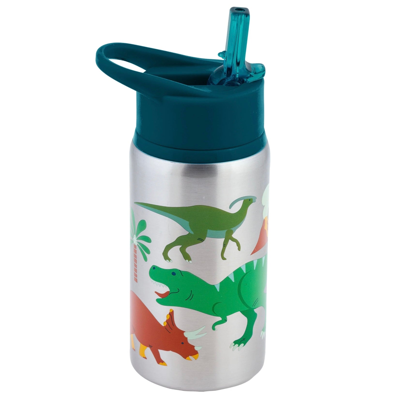 Stainless Steel Insulated Water Bottle Combo, 20oz With Blue Dinosaur Design