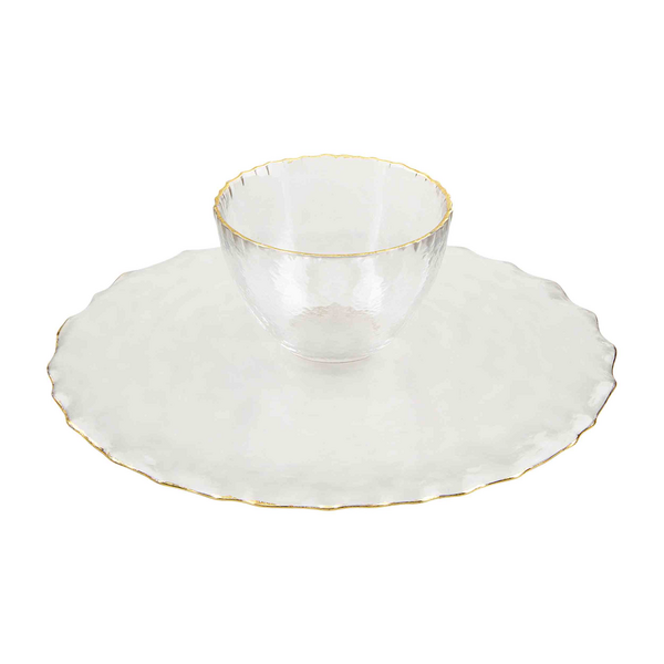 Mudpie Glass Reverse Pedestal Cake / Chip & Dip Set
