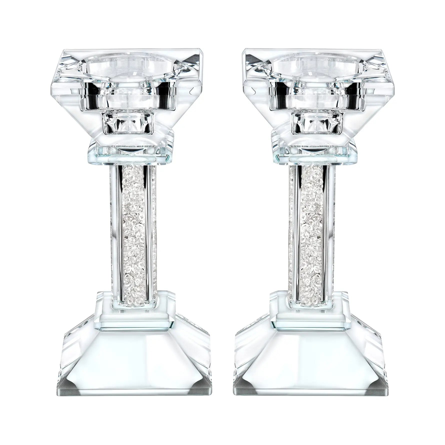 Bougeoirs en cristal avec pierres précieuses concassées - petit